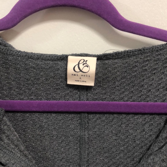 Grey Cardigan Sweater/ Thermal T with Hood - Picture 3 of 4